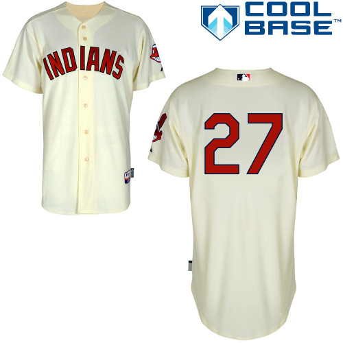 Bryan Shaw #27 MLB Jersey-Cleveland Indians Men's Authentic Alternate 2 White Cool Base Baseball Jersey